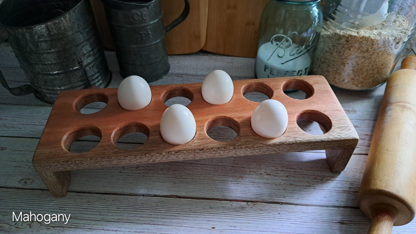 Rustic Mahogany Wood Egg Holder