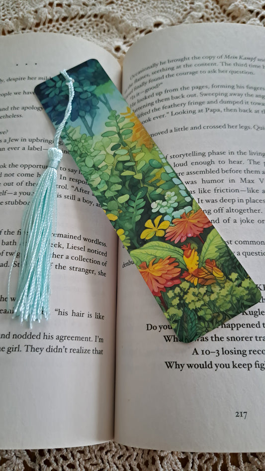 Metal Forest Foliage With Teal Tassel Bookmark