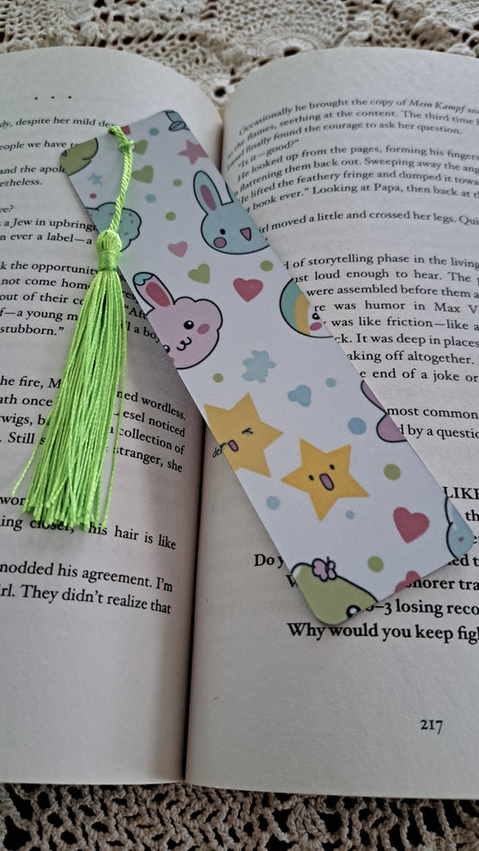 Metal Kawaii Bookmark With Neon Green Tassel
