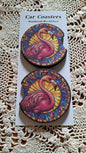 Car Coaster Stained Glass Flamingo