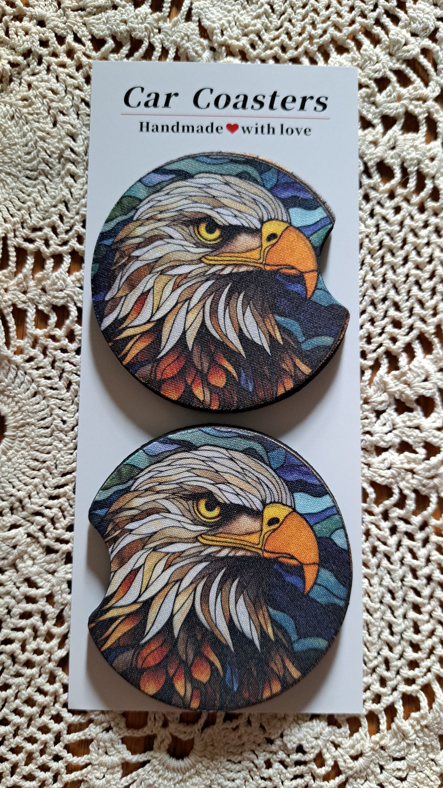 Car Coaster Stained Glass Eagle