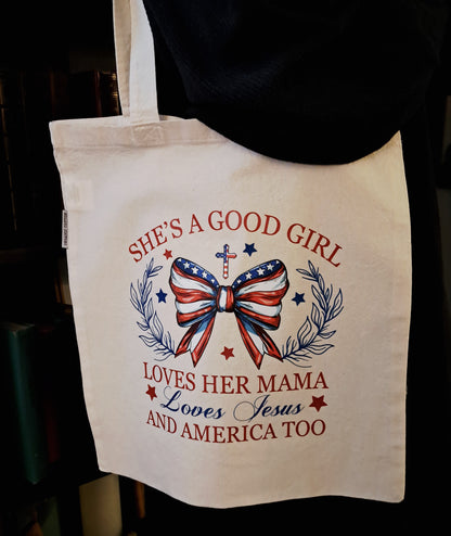 Organic Cotton Tote Bag - American Good Girl