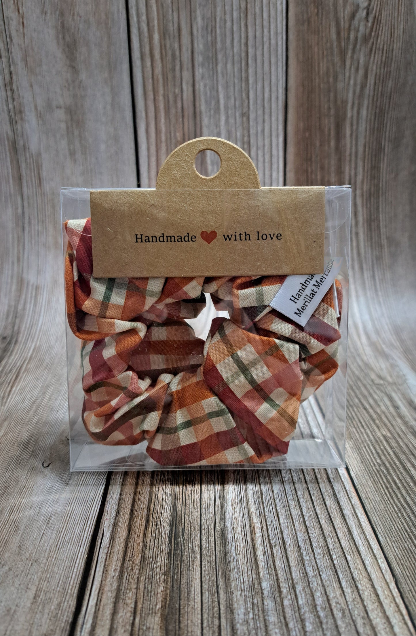 Thick Stripe Autumn Plaid Scrunchie Set of 2