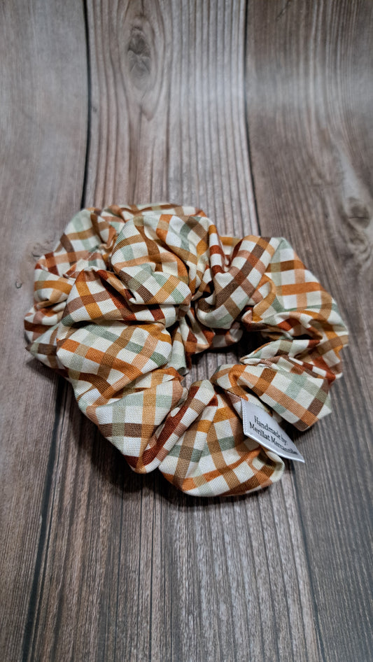 Thin Stripe Autumn Plaid Scrunchie Set of 2