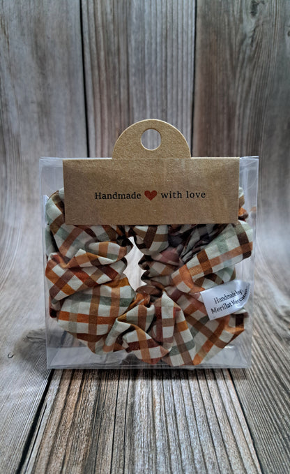 Thin Stripe Autumn Plaid Scrunchie Set of 2