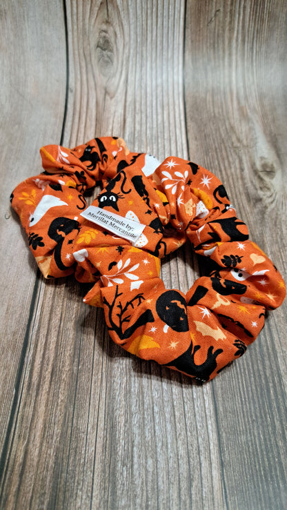 Black Cats, Pumpkins & Ghosts, Oh My! Scrunchies Set of 2