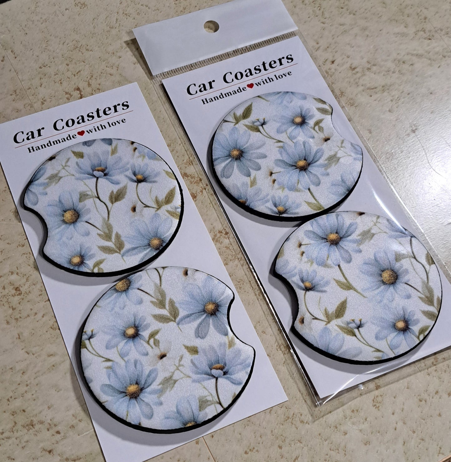 Car Coaster Blue Daisy