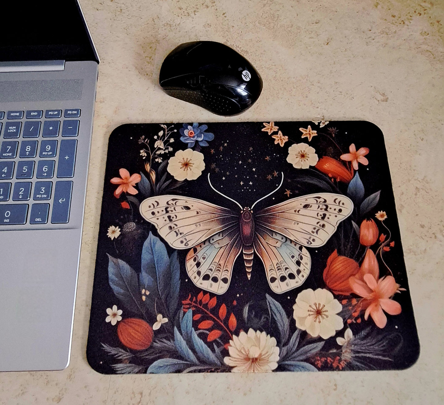 Night Floral Moth Neoprene Pad