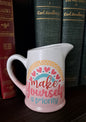 Ombre Pink & White Decor Pitcher-Make Yourself A Priority
