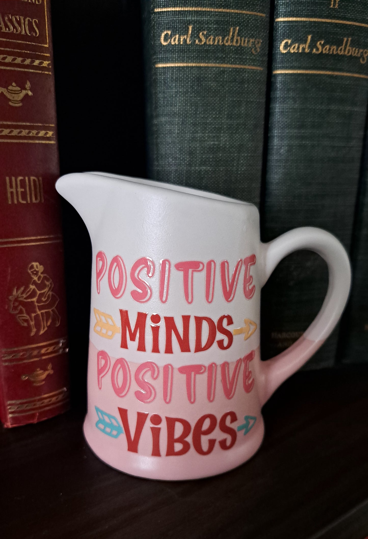 Ombre Pink & White Decor PItcher-Positive Minds Positive Vibes