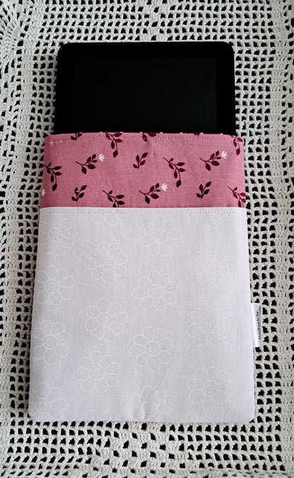 Kindle-Book-Tablet Sleeve Rose and Daisy with Dots