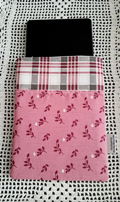 Kindle-Book-Tablet Sleeve Rose, Plaid and Daisy