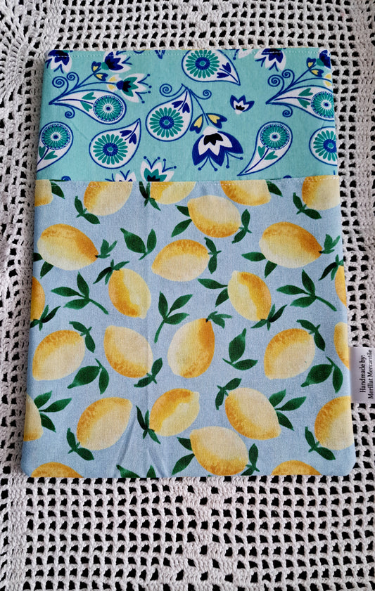 Kindle-Book-Tablet Sleeve Teal Floral and Teal Lemons