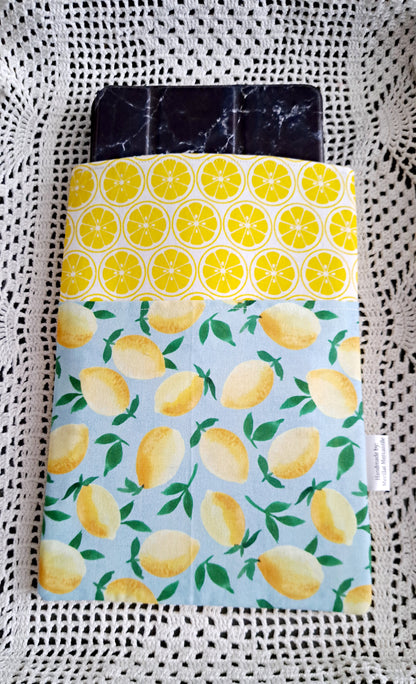 Kindle-Book-Tablet Sleeve Teal Lemons and Floral