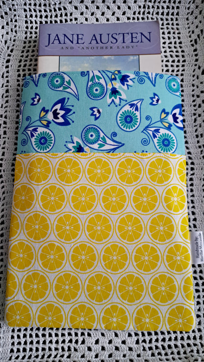 Kindle-Book-Tablet Sleeve Teal Floral and Lemons
