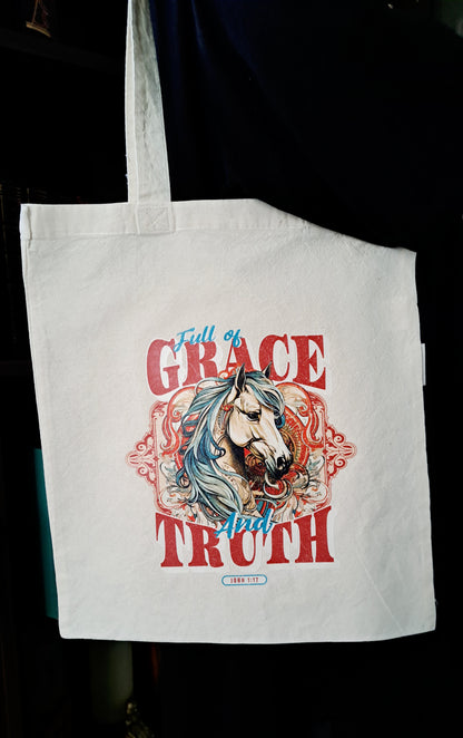 Organic Cotton Tote Bag - Full Of Grace and Truth John 1:17