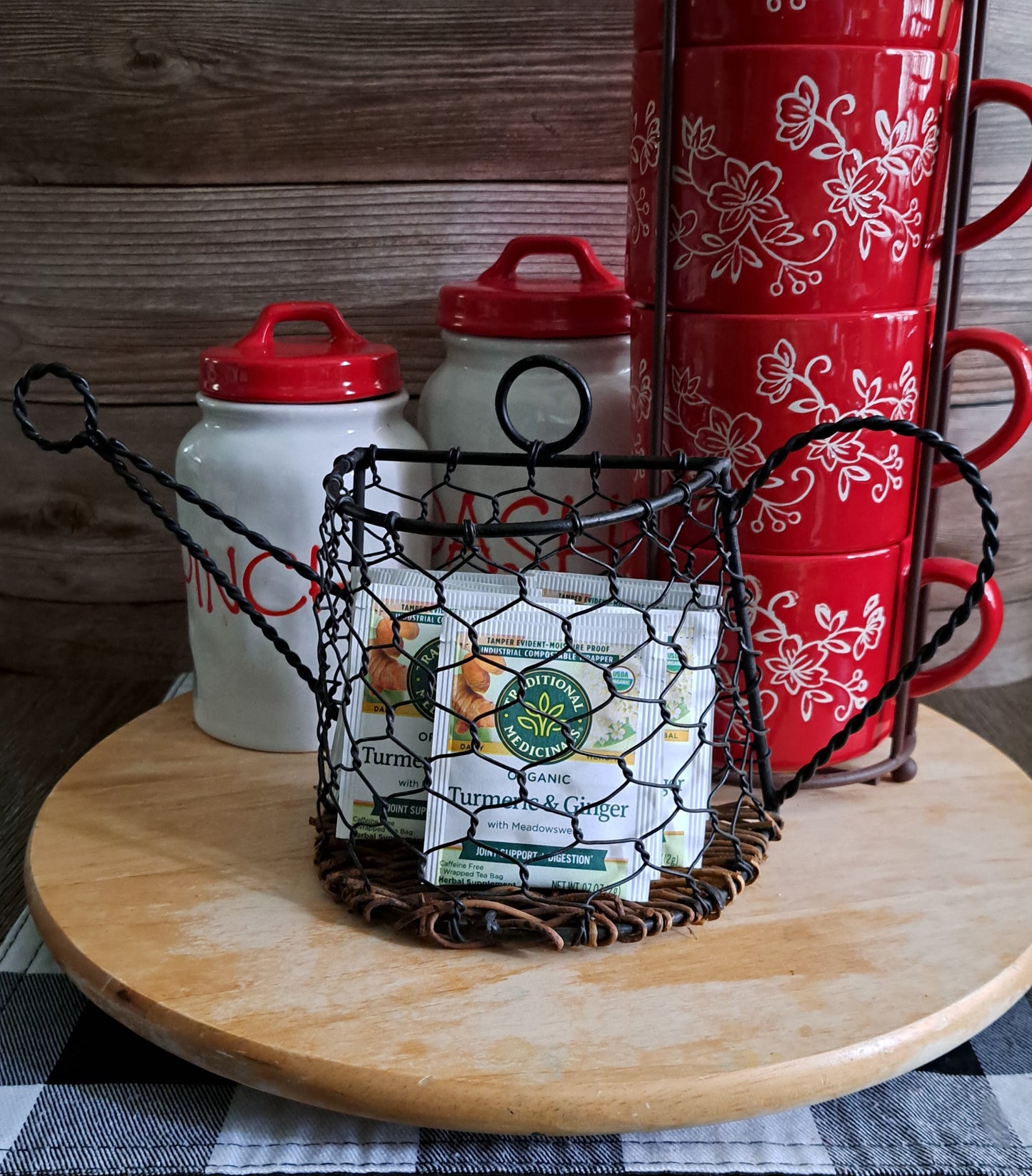 Metal & Wicker Tea Basket