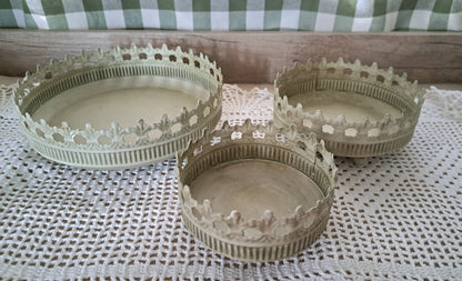 Set of Three Green Patina Metal Stands