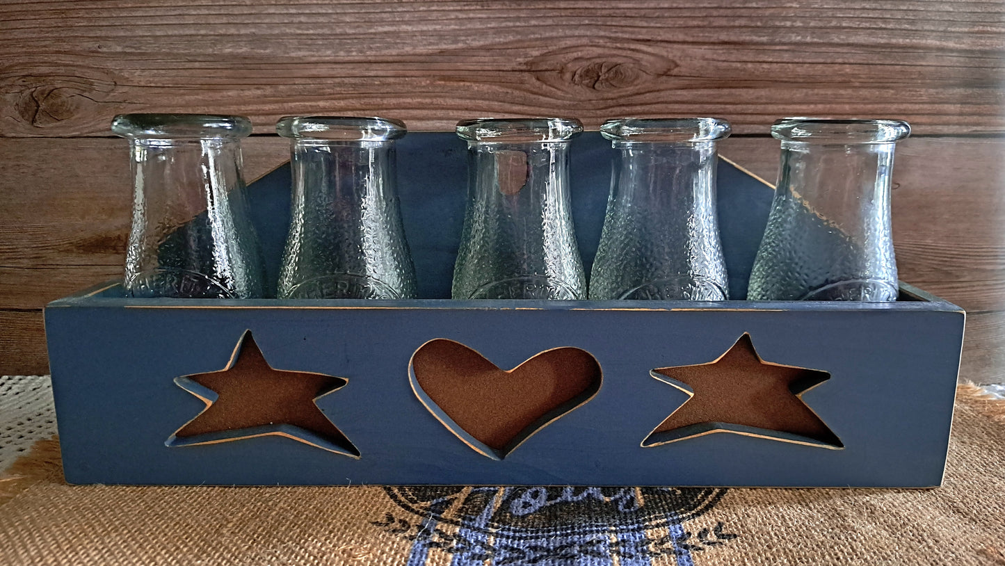 Stars & Hearts Blue Wood Decor