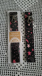 Cotton Black with Pink Moon and Stars Key Wristlet with Moon Charm