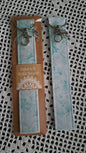 Cotton Light Teal Iridescent Rose Key Wristlet with Rose Charm