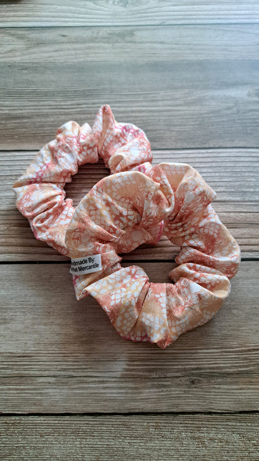Orange Ombre Geometric Pattern Scrunchie Set of 2