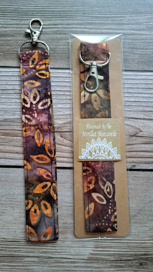 Autumn Multi Leaf Fabric Key Strap