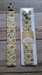 Cream & Orange Floral Fabric Key Strap