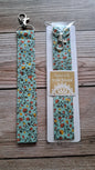 Yellow, Orange and Teal Floral Fabric Key Strap