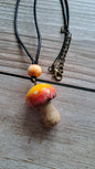 Hand Painted Mushroom Necklace (orange)