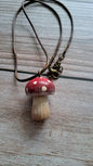 Hand Painted Mushroom Necklace (red)