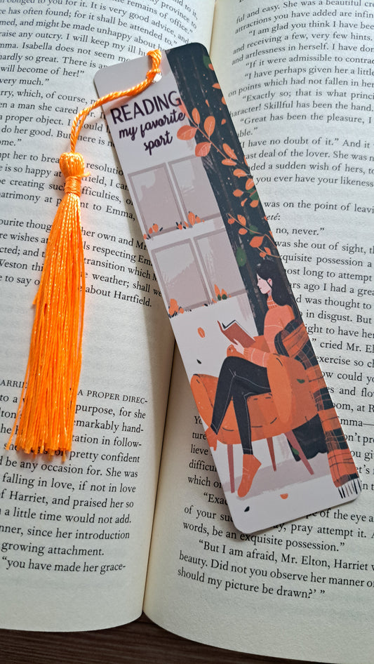 Reading is my Favorite Sport Page Marker (neon orange)