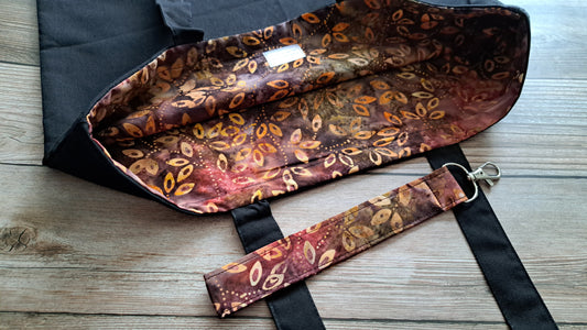 Autumn Multi Leaf lined Black Bag
