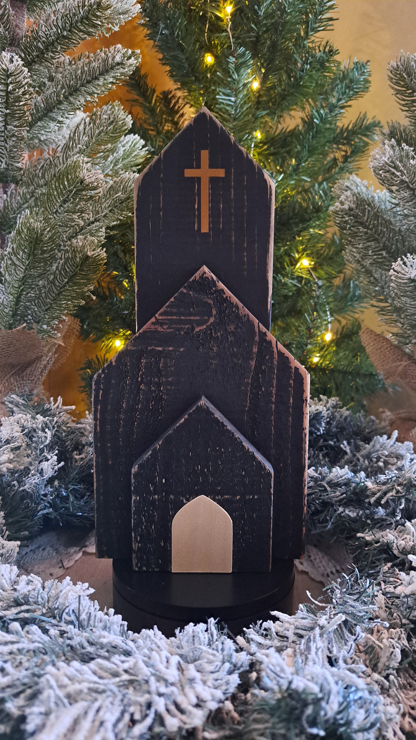 Cottage Reclaimed Pine Wood Weathered Church (charcoal)