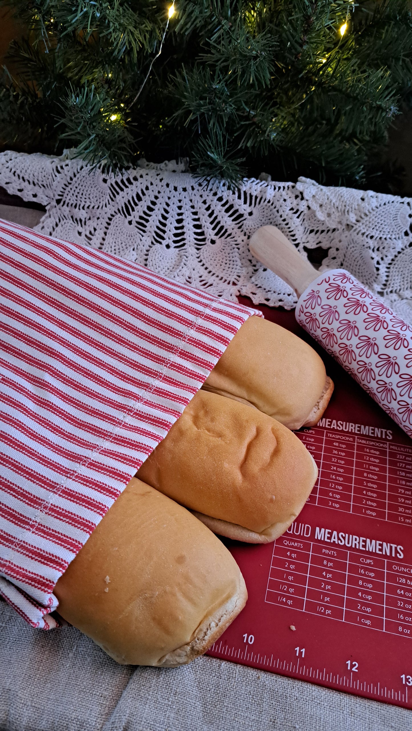 Red & White Striped Bread Bag