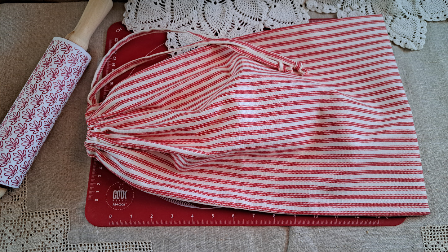 Red & White Striped Bread Bag