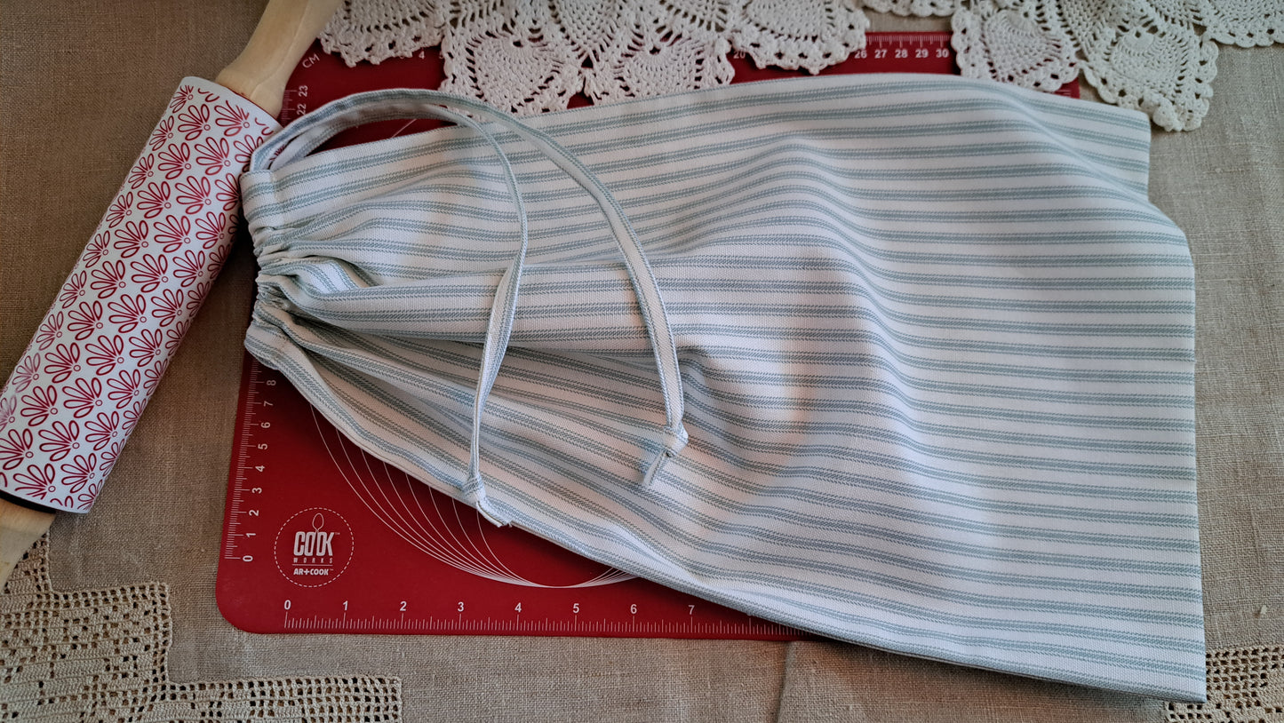Sage & White Striped Bread Bag