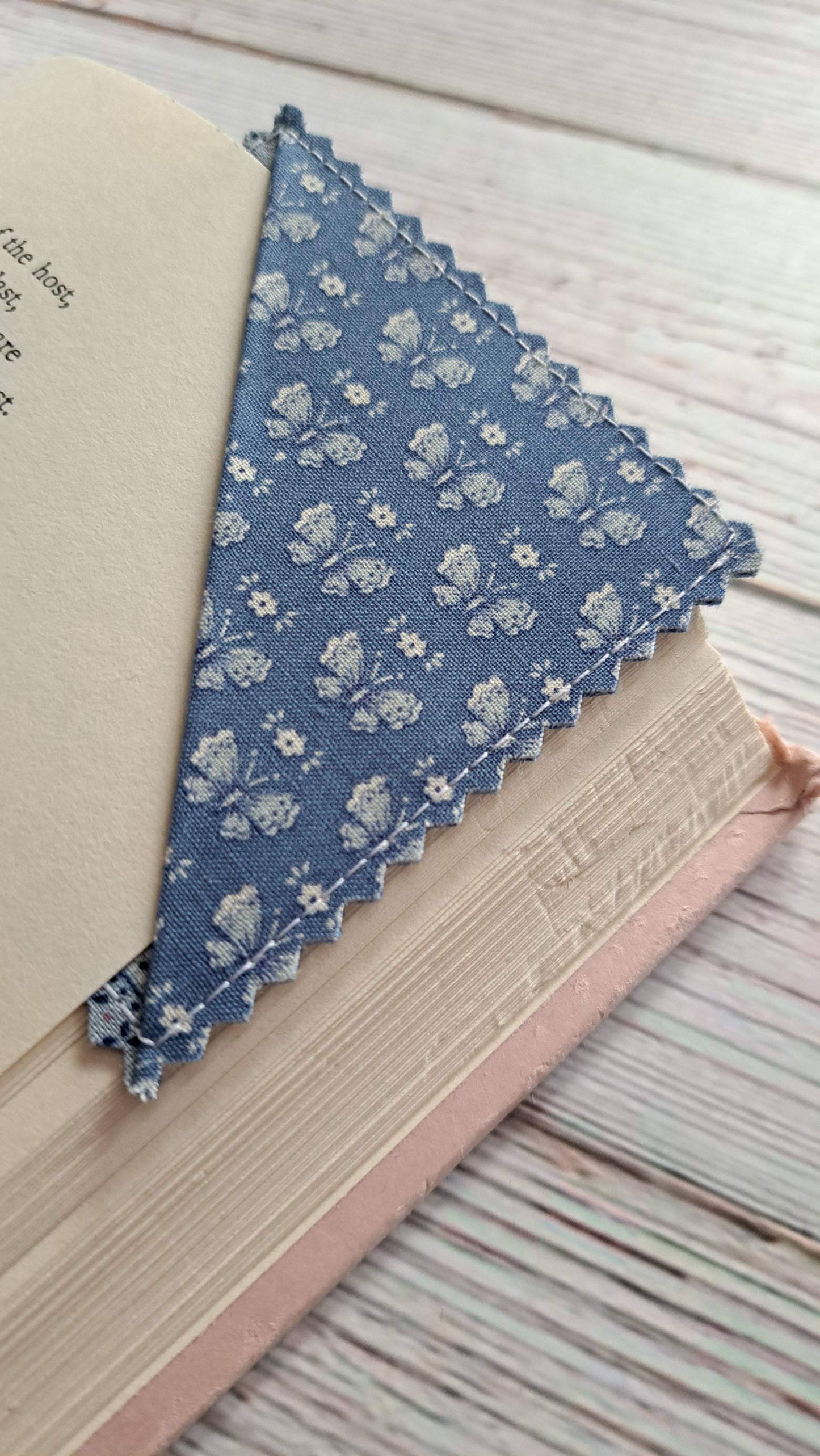 Blue Butterfly Fabric Corner Bookmark