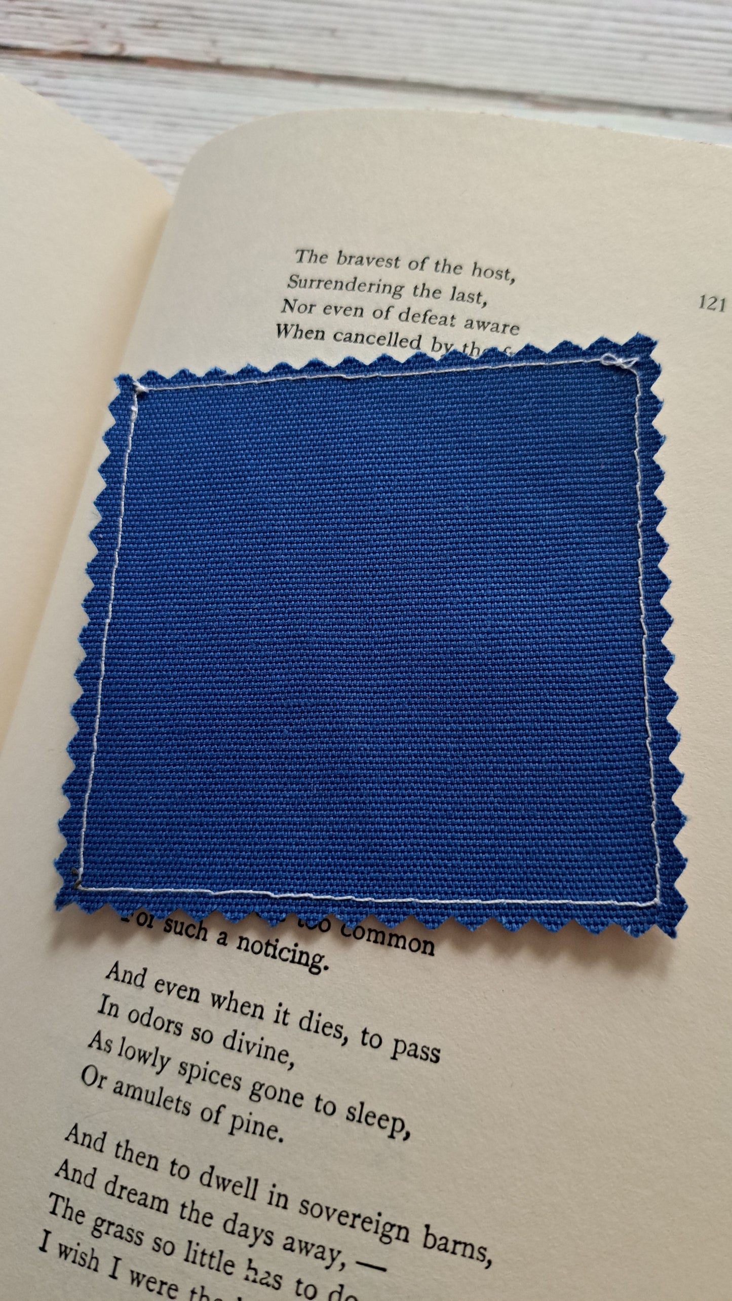 Blue Gingham, Blue Hearts, Peach Checkerboard, Denim Back Fabric Corner Bookmark