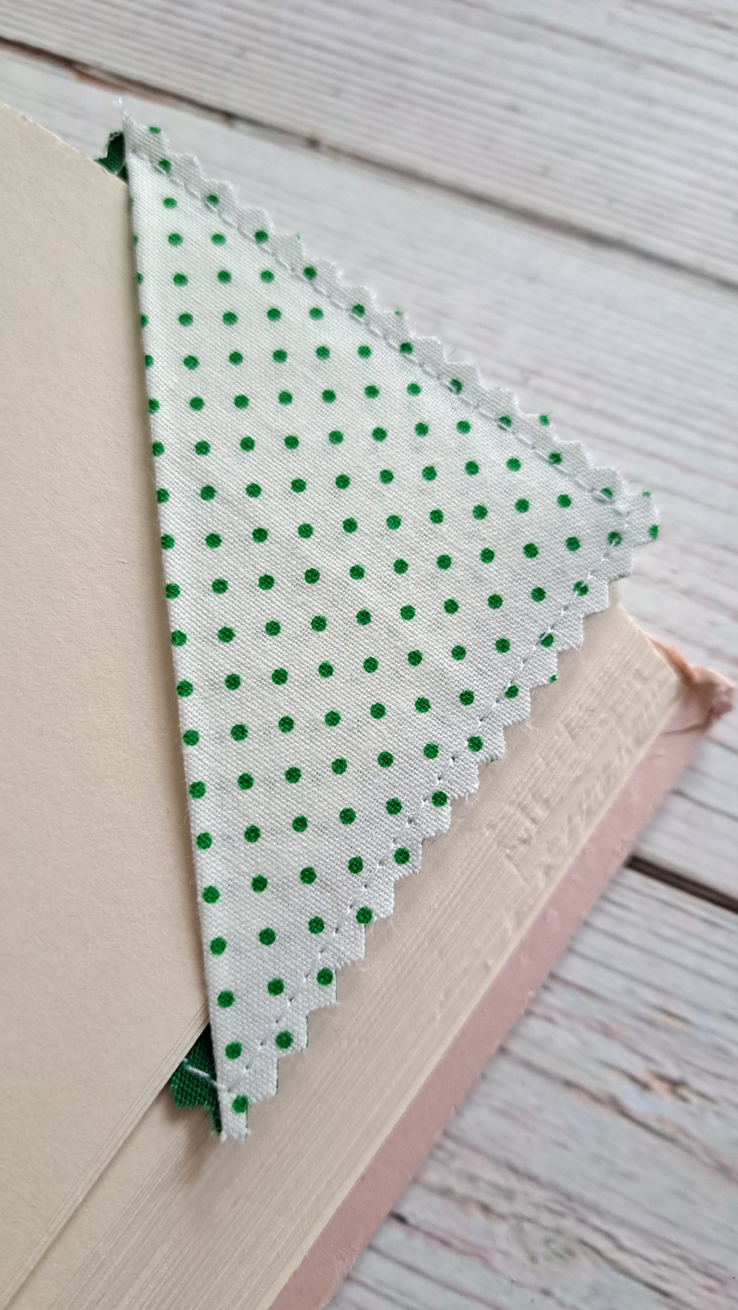 Green & White Polka Dot on Green Fabric Corner Bookmark