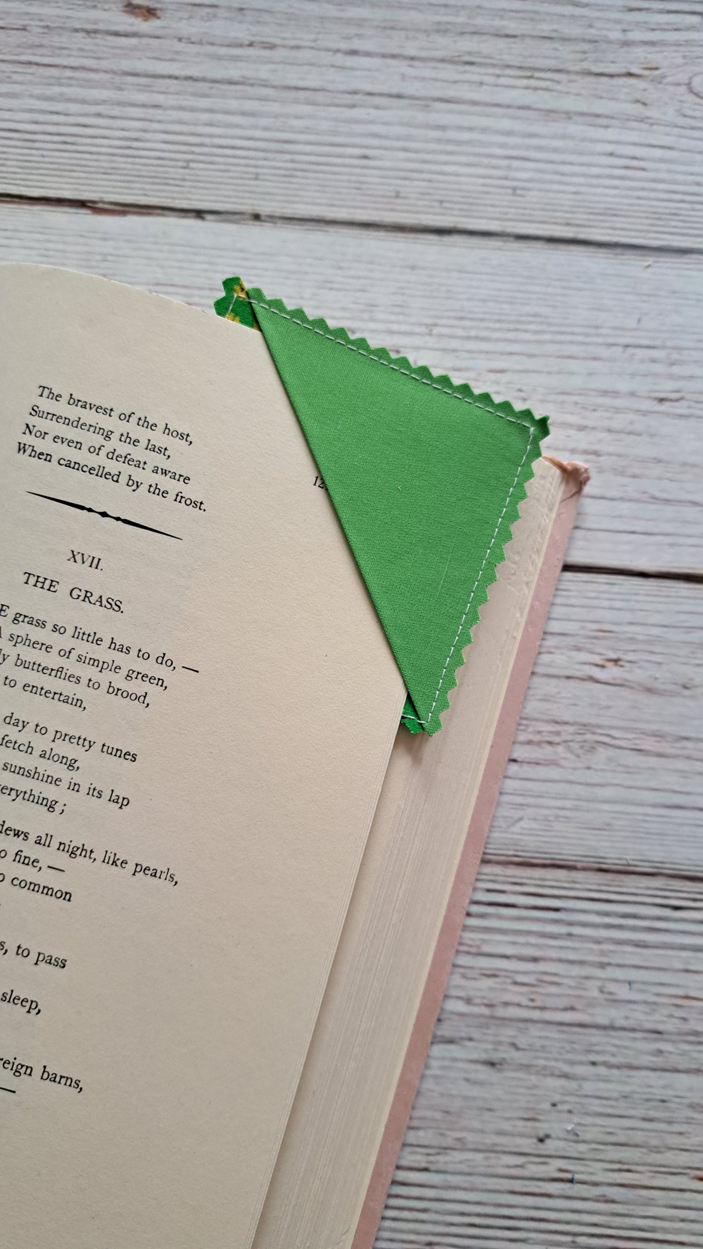 Green & Green and Yellow Floral Fabric Corner Bookmark