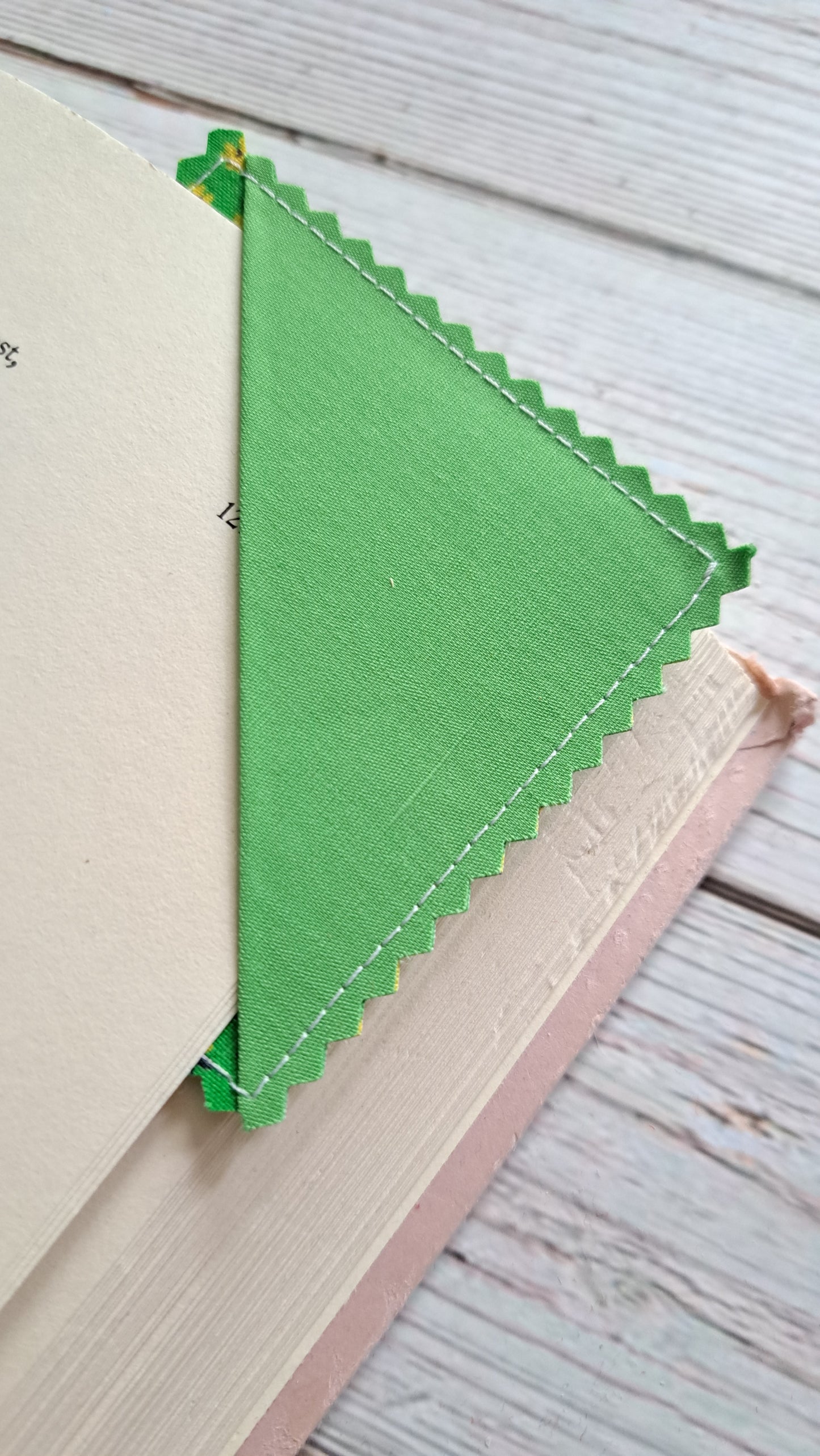 Green & Green and Yellow Floral Fabric Corner Bookmark