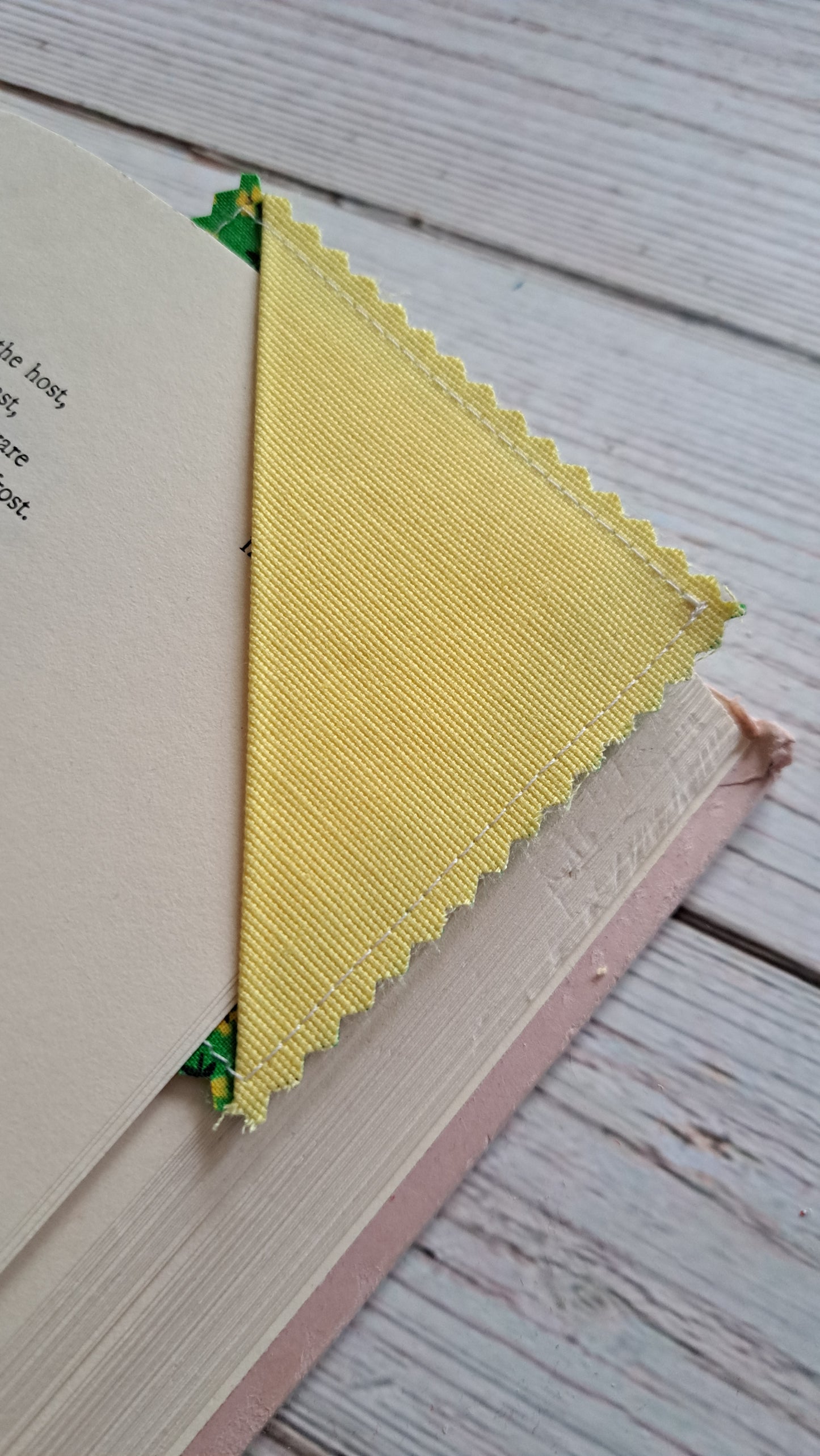 Yellow with Green and Yellow Floral Fabric Corner Bookmark