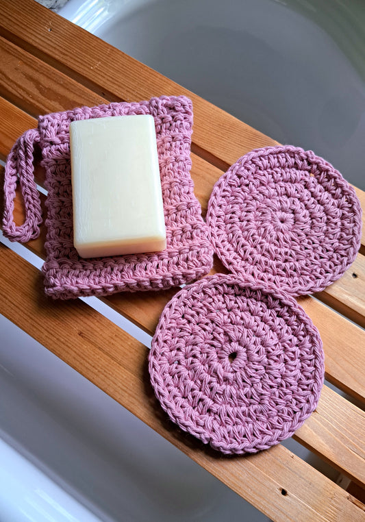 Soap Saver & Facial Scrubbies (Mauve)