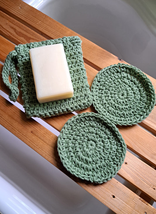 Soap Saver & Facial Scrubbies (Sage)