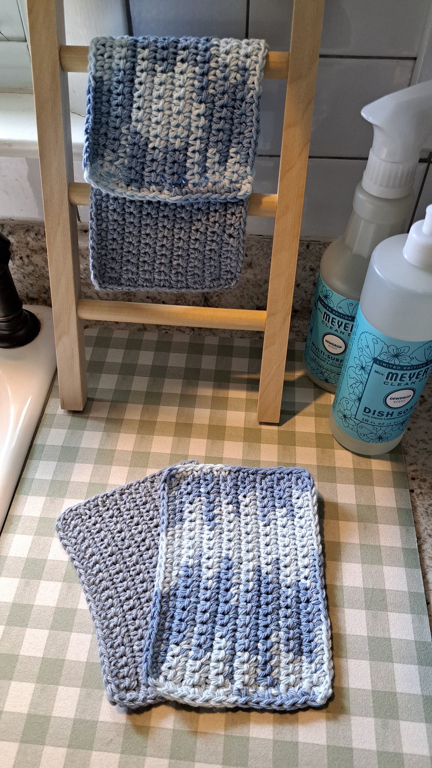 Crochet Dish Cloths (Denim & Sky)