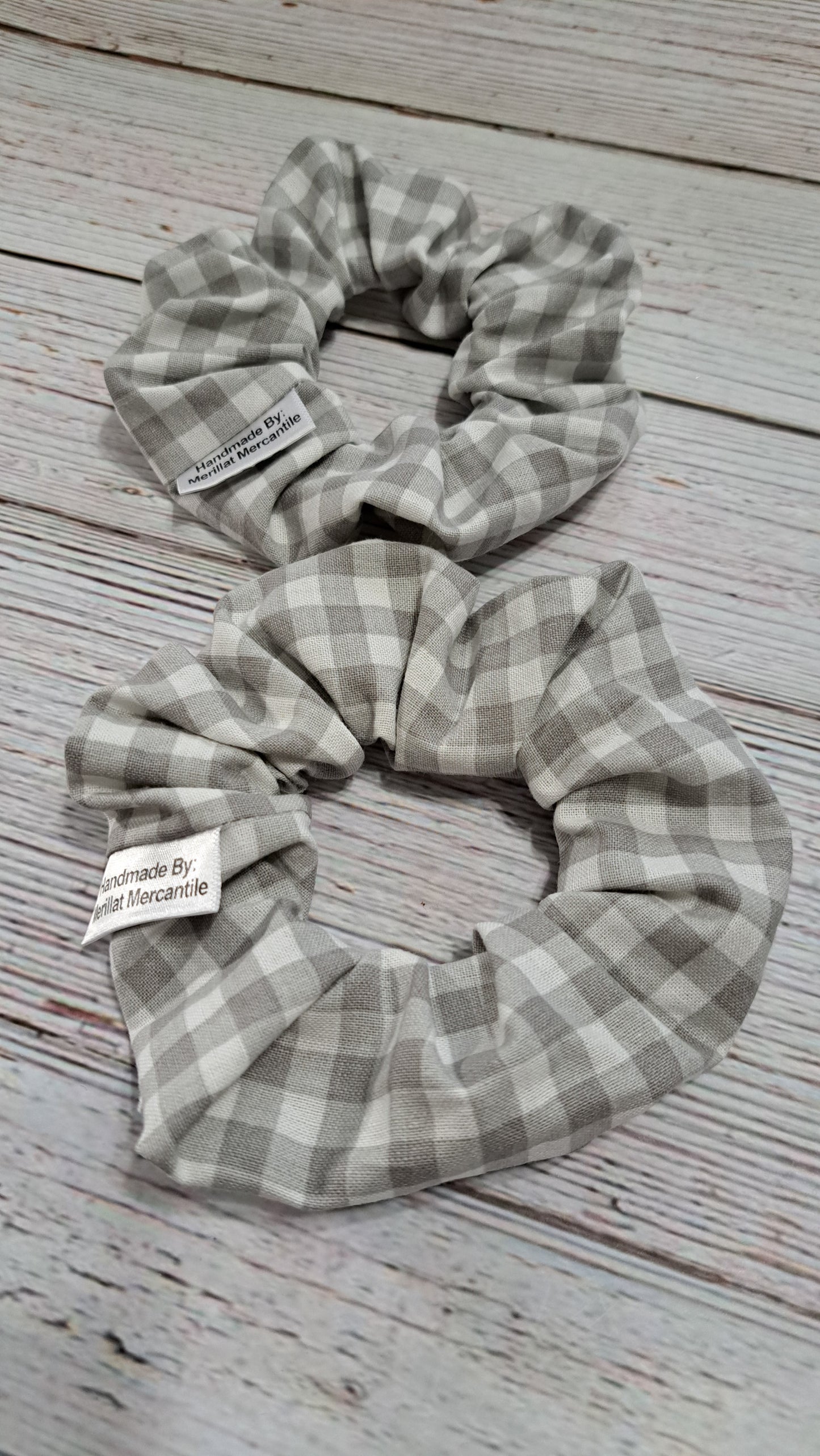 Gray Gingham Scrunchie Set of 2