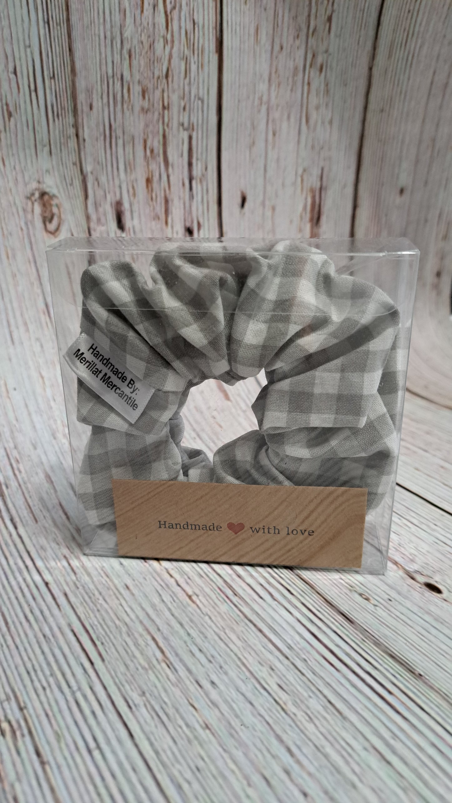 Gray Gingham Scrunchie Set of 2