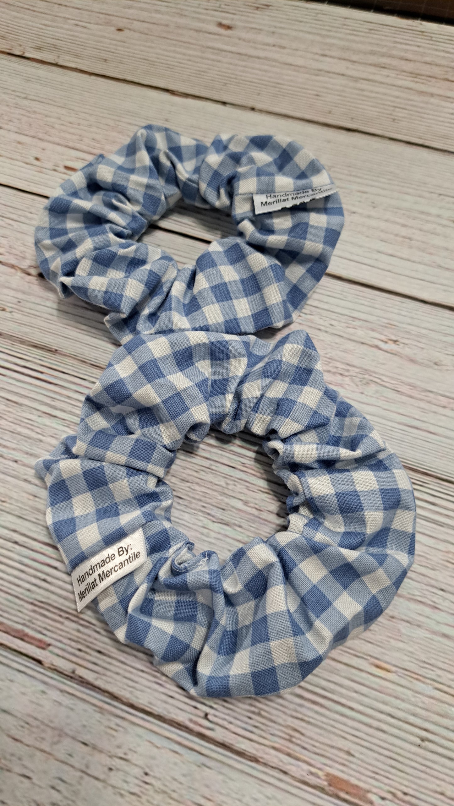 Blue Gingham Scrunchie Set of 2