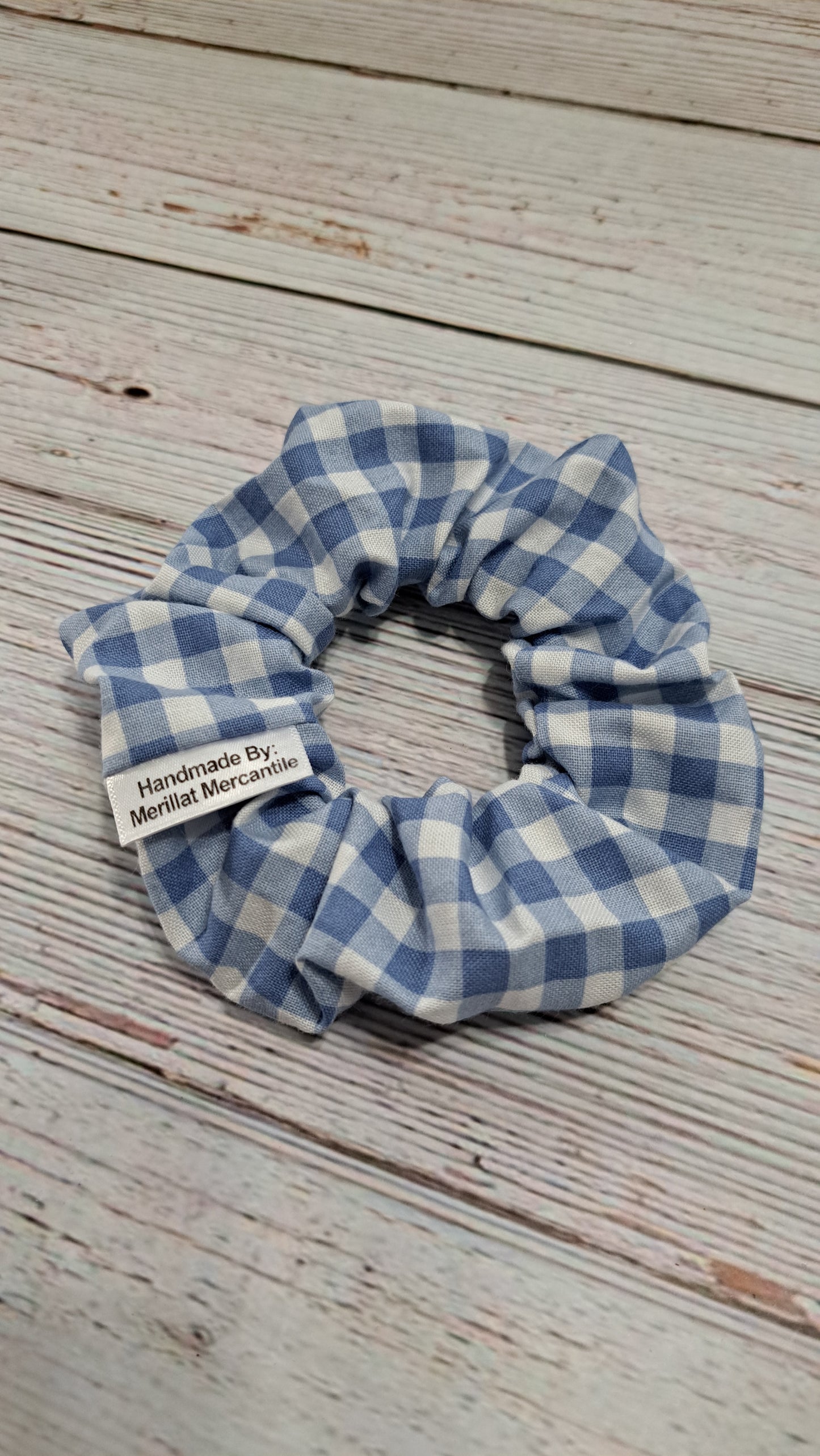 Blue Gingham Scrunchie Set of 2